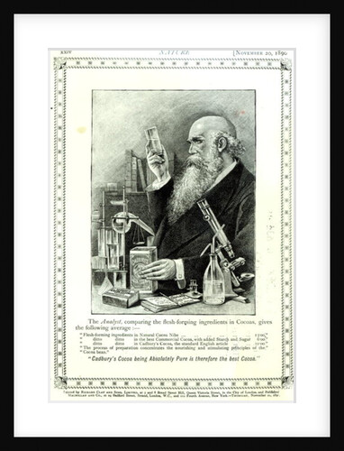Advertisement for 'Cadbury's Cocoa', from Nature, 20th November 1890 by (after) English School