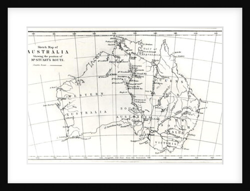 Sketch map of Australia showing the position of Mr. Stuart's Route, 1864 by English School