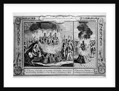 The Burning of John Fishcock and the martyrdom of Robert Glover by English School