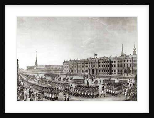 Parade in front of the Imperial Palace, St.Petersburg, 1812 by French School