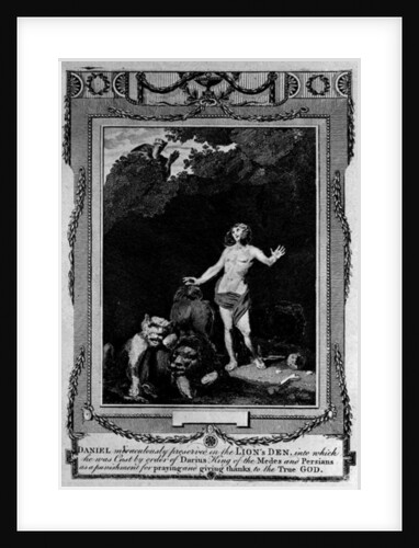 Daniel preserved in the Lion's den by English School
