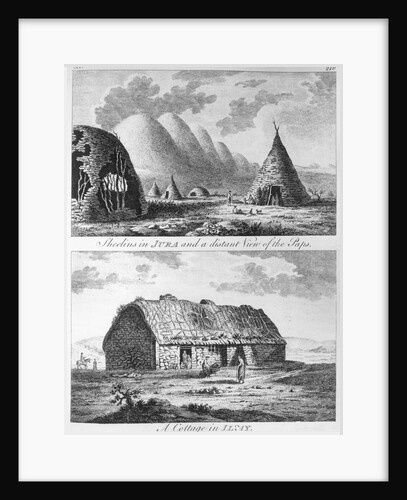 Sheelins in Jura and a distant view of the Paps and A Cottage of Islay by Thomas Pennant
