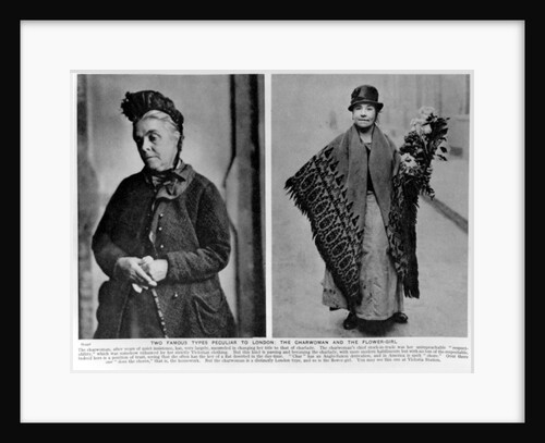 The Charwoman and The Flower-Girl, illustrations from 'Wonderful London' by Almey St.John Adcock, 1935 by English Photographer