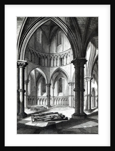 Interior of the Temple Church showing the effigies of the Knights 9b/w photo) by R.W. Billings