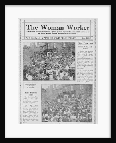 The Woman Worker front page, 1918 by Anonymous