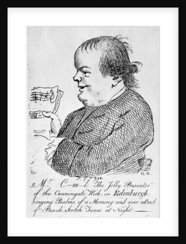 Mr C-m-l the jolly presenter of the Canongate Kirk in Edinburgh, c.1781 by English School