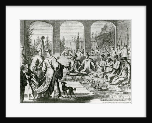 Jesuits with Dutch and Portuguese merchants at the Japanese court, c.1670 by Dutch School