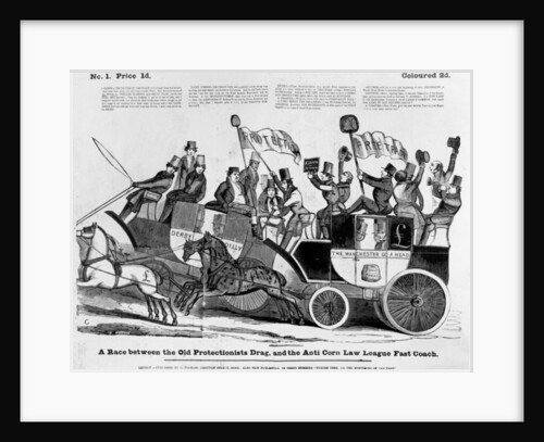 A race between the Old Protectionist Drag, and the Anti Corn Law League Fast Coach, 1846 by English School