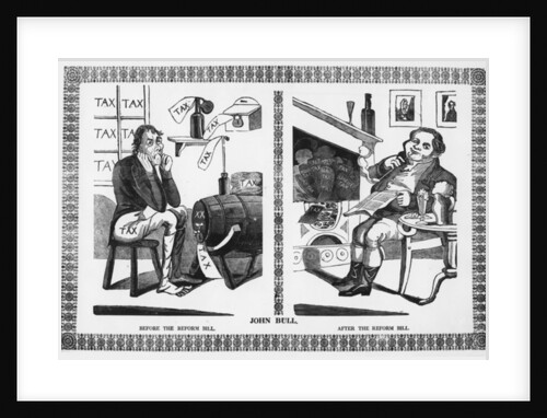 John Bull before and after the Reform Bill, 1832 by English School