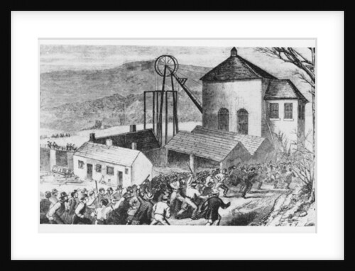 Striking miners attack cottages occupied by non-union workers, 1870 by English School