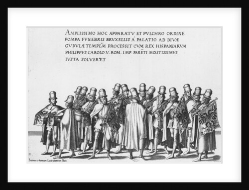 Group of trumpeters in the Funeral Procession of Emperor Charles V, 1559 by Jan van & Doetechum Lucas van& Bol Hans Doetechum the elder