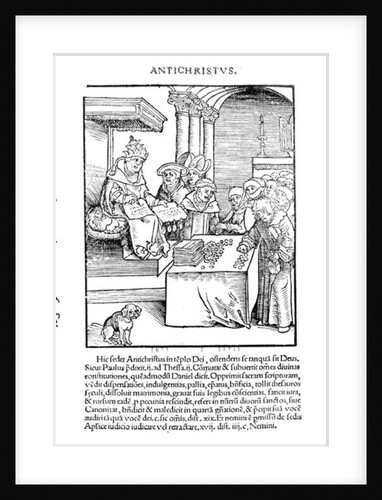 The Pope selling Indulgences from 'Passional Christi und Antichristi', published in 1521 by Lucas The Elder Cranach