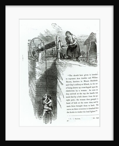 A boy and girl being wound up a mine shaft, illustration printed in the 'Westminster Review', July 1842 by English School