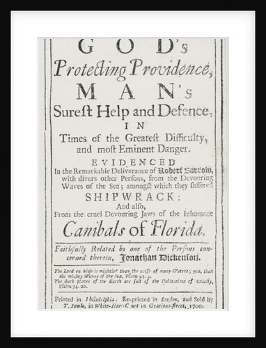 Titlepage of God's Protecting Providence, 1700 by Anonymous