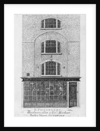 Trade card for B. Friedeberg, Southwark hardware merchant by English School