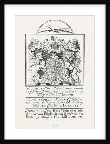Trade card for Thomas Collyer, Cornhill Haberdasher by English School
