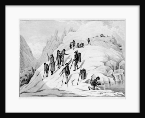 Monsieur De Saussure, his son and their guides descending the Tacul glacier, 1790 by Henri L'Eveque