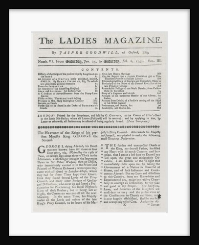 The Ladies Magazine, 1752 by English School