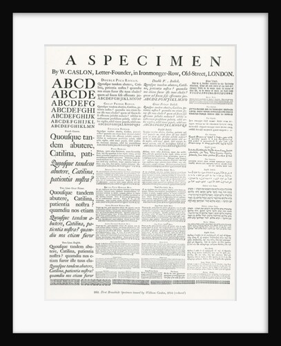 A Specimen by W.Caslon, 1734 by English School