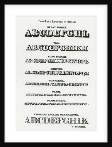 Two-line letters in shade typefaces from Vincent Figgins, c.1835 by English School