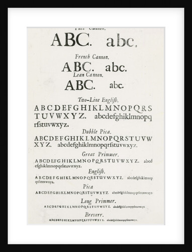 Specimen typefaces by English School
