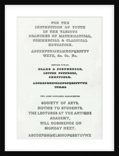 Specimen typefaces by English School