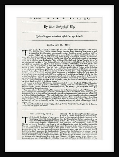 First issue of 'The Tatler, 1709 by English School