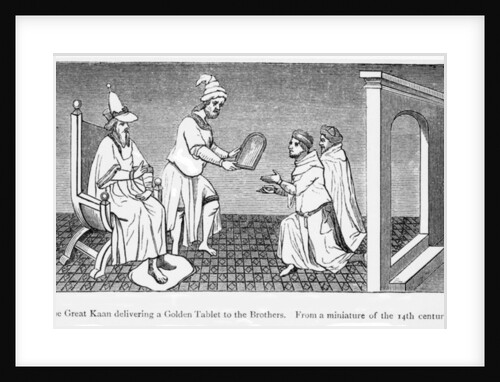 Kublai Khan gives a golden tablet ensuring safe passage to Niccolo and Maffeo Polo by Anonymous