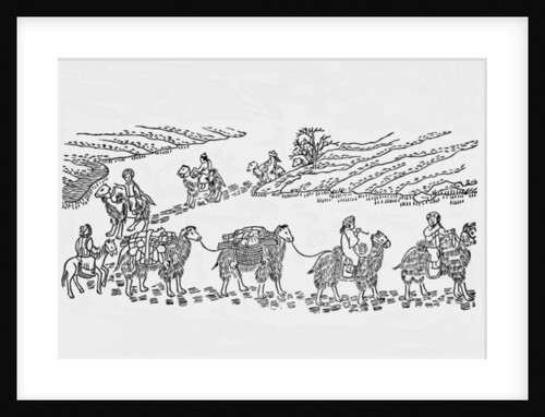 Mongol camel train by Anonymous