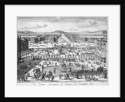 The stables and gates of Versailles seen from the Palace, 1683 by French School