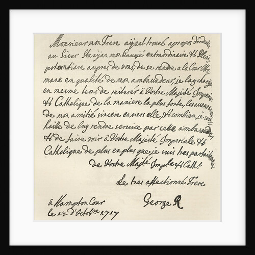 Letter from George I to Charles VI, 1717, published in 'Leisure Hour', 1891 by English School
