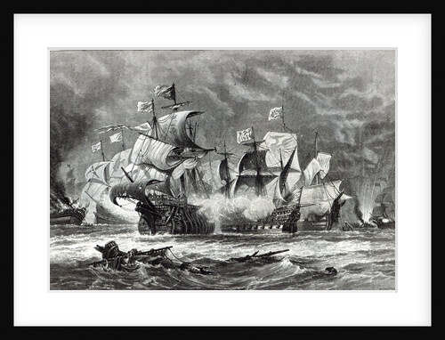 The Vanguard, under Sir William Winter, engaging the Spanish Armada by Oswald Walters Brierly