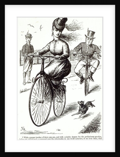 Cartoon of a Lady on a Velocipede, 1869 by American School