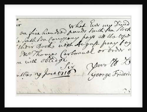 Letter written by Handel, June 1716 by George Frederick Handel