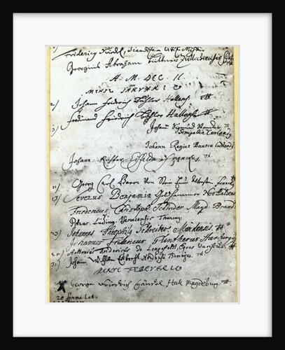 Entry in the Halle University records, showing Handel's name, 1702 by German School
