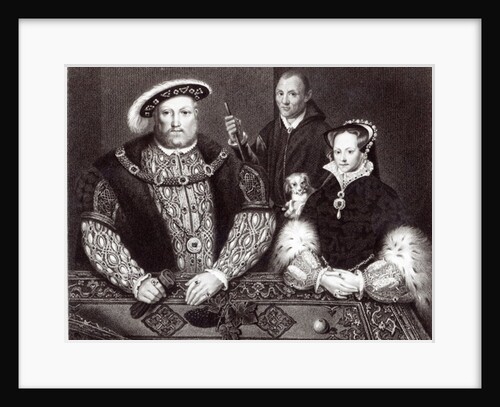 Henry VIII, his daughter Queen Mary and Will Somers, after a 16th century oil painting, painted posthumously, 1821 by (after) English School