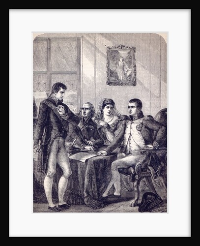 Ferdinand of Spain resigning his crown at the dictation of the Emperor Napoleon by English School