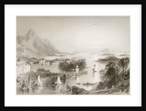 Clew Bay seen from Westport, County Mayo by William Henry (after) Bartlett