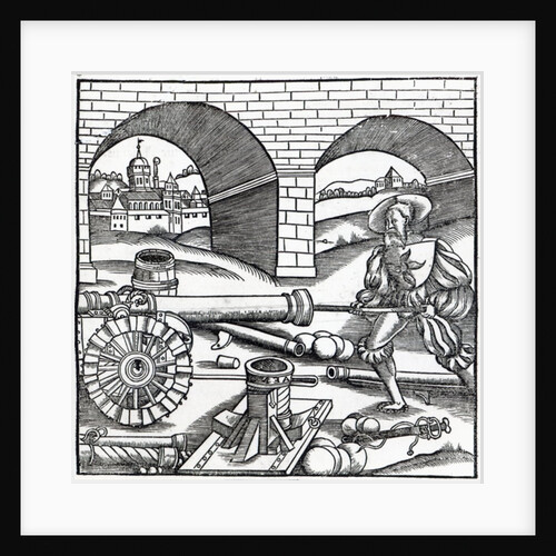 A Man loading a cannon by French School