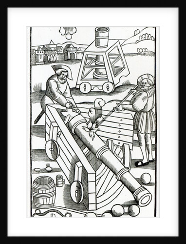 Soldiers firing a cannon by French School