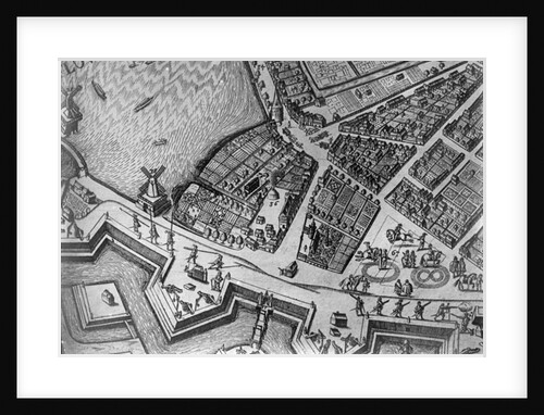 Map of Hamburg showing its first Opera House, 1690 by German School