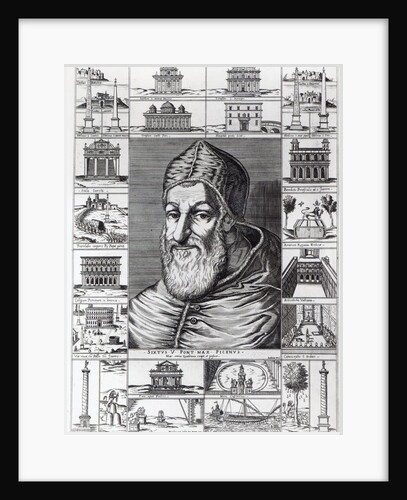 Pope Sixtus V, surrounded by the churches, buildings and monuments built or restored during his pontificate by Italian School