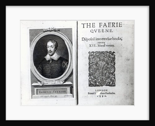 Portrait of Edmund Spenser and the frontispiece to his poem 'The Faerie Queene' , originally published in 1590 by George Vertue