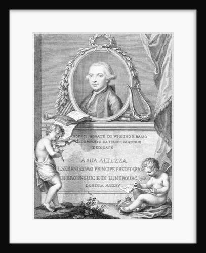 Sheet Music Cover with a portrait of Felice Giardini by Giovanni Battista Cipriani