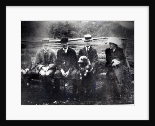 James and Lytton Strachey with Thoby, Adrian and Virginia Stephen in Fritham, Hampshire, 1901 by English Photographer