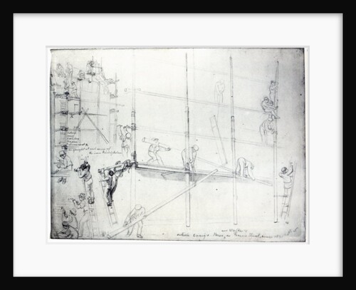 Putting up Scaffolding outside Craig's House, Francis Street, London, 1841 by George the Elder Scharf