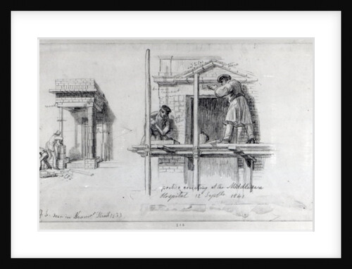 Erecting Porticos at Newham Street and Middlesex Hospital, London, 1833 and 1840 by George the Elder Scharf
