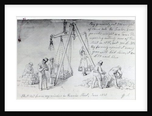 Weighing out stones on Francis Street, London, 1838 by George the Elder Scharf
