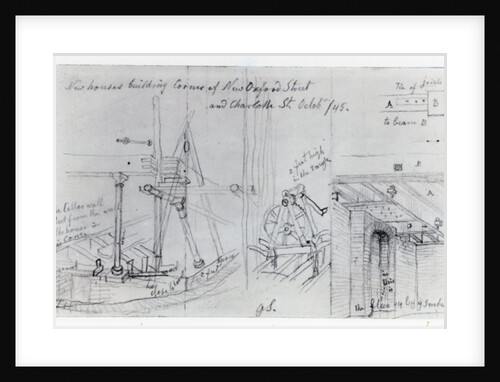 Building new houses on the corner of New Oxford Street and Charlotte Street, 1845 by George the Elder Scharf