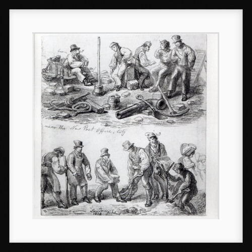 Workmen near the New Post Office in The City, London, 1828 by George the Elder Scharf